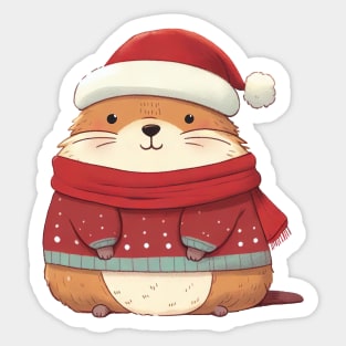 Cute Christmas Marmot Sticker